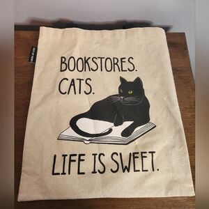 Out Of Print Bookstores. Cats. Life Is Sweet. Tote Bag Made In Usa
